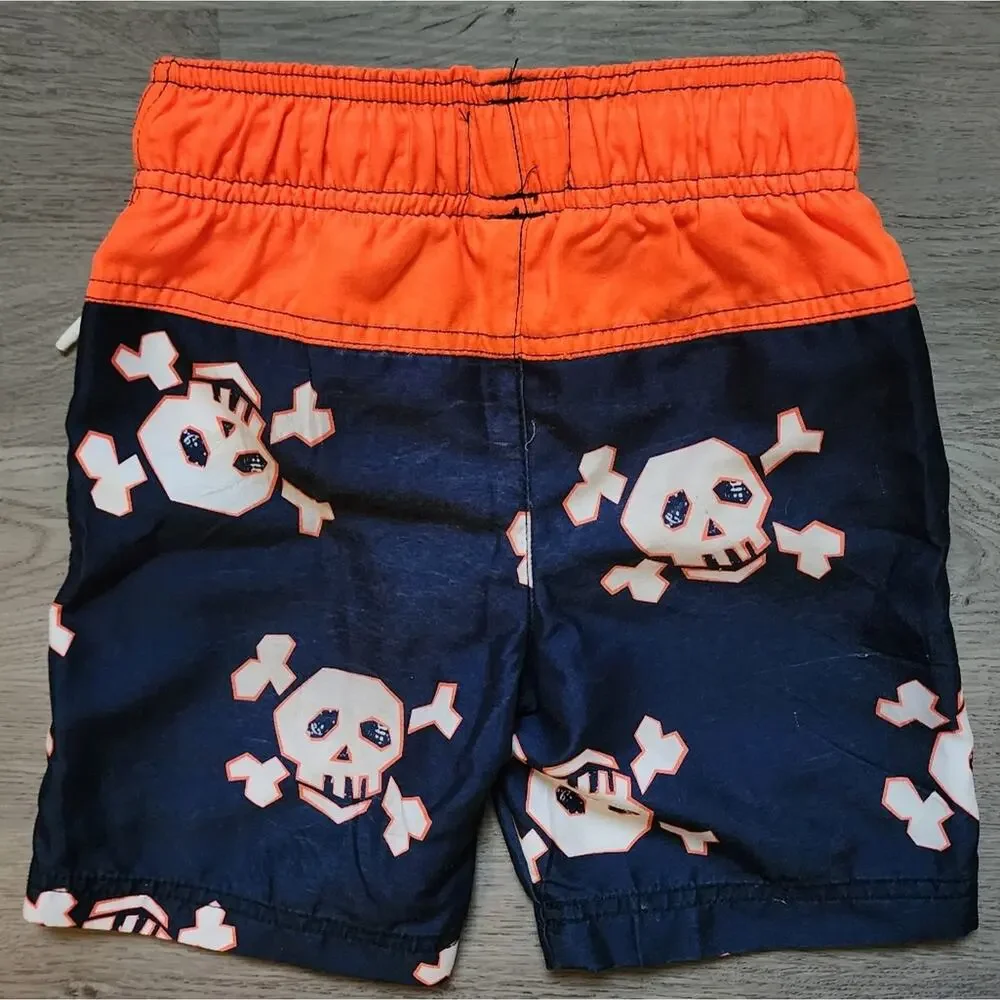 The Children's Place Boy's Swimwear Skull & Cross Bones Swim Trunks X-Small XS 4